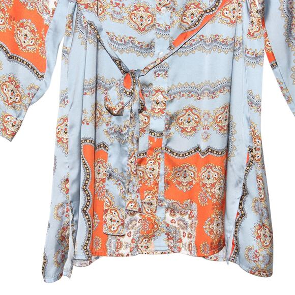 Refka Satin Tunic Blue & Orange Size 14 - Picture 4 of 6